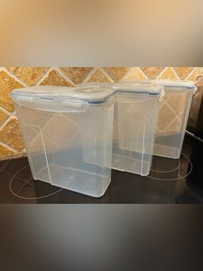 Set of (3) Lock & Lock Easy Essentials Cereal Storage Container with Flip Lid